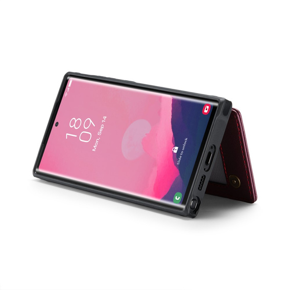 CASEME flip case για Samsung Galaxy S25 Ultra, Litchi Wallet, κόκκινη