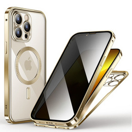 Θήκη για iPhone 13 Pro, Privacy Dual Glass, για MagSafe, χρυσή