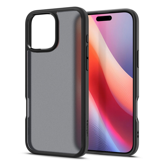 θήκη Spigen για iPhone 16 Pro Max, Ultra Hybrid, μαύρο / ματ + μετριασμένο γυαλί 9H