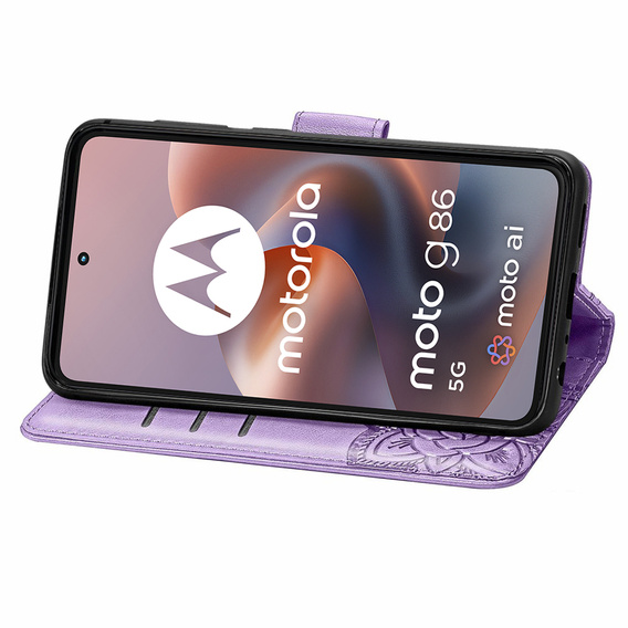 Θήκη με πτερύγιο για Motorola Moto G86 Power 5G, Butterfly, μωβ