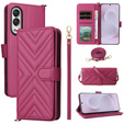 Θήκη με πτερύγιο για Samsung Galaxy S25 Edge, Crossbody Leather Wallet, μπορντό