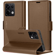 Θήκη για Xiaomi Redmi Note 13 Pro 4G / Xiaomi Redmi Note 14S / Xiaomi Poco M6 Pro 4G, ERBORD Glossy Litchi, πορτοφόλι με πτερύγιο, καφέ