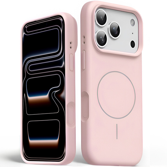 Θήκη σιλικόνης για iPhone 17 Pro Max, για MagSafe, αντικραδασμική, ροζ