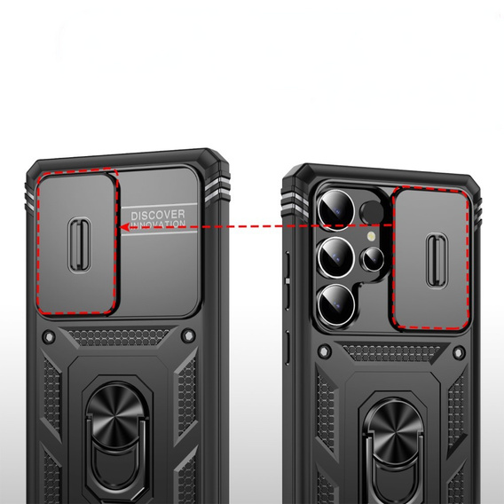 Θήκη για Samsung Galaxy S25 Ultra, KickStand Camera Lens, μαύρη