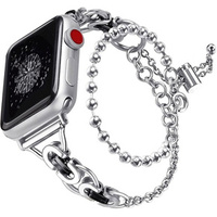 Γυναικείο βραχιόλι για Apple Watch 1/2/3/4/5/6/7/8/9/SE 38/40/41mm, ασημένιο / μαύρο