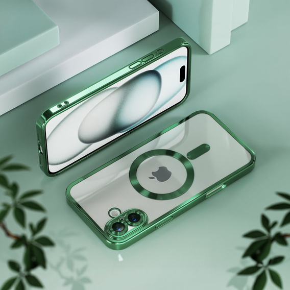 Θήκη για iPhone 16, Electro MagSafe, πράσινη + Γυαλί για την οθόνη