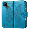 Θήκη με πτερύγιο για Realme C21, Butterfly, μπλε