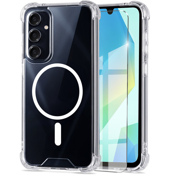 Θήκη για Samsung Galaxy A16, Fusion Hybrid, για MagSafe, διαφανής + Γυαλί για την οθόνη