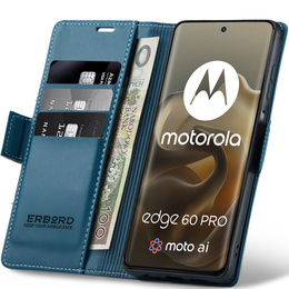 ERBORD Γυαλιστερό πορτοφόλι Litchi με πτερύγιο για Motorola Edge 60 Pro