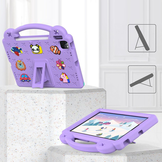 Παιδική θήκη για iPad 10.9 2022 10 Gen, Cute Patterns, με βάση, μωβ