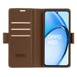 Θήκη για Oppo A60, ERBORD Glossy Litchi, πορτοφόλι με πτερύγιο, καφέ