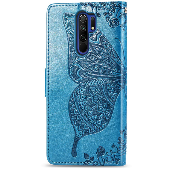 Θήκη με πτερύγιο για Xiaomi Redmi 9, Butterfly, μπλε