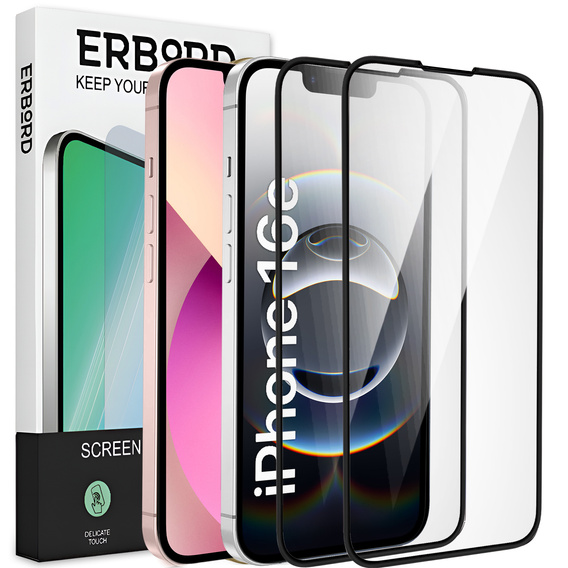 2x Κεραμικό υβριδικό γυαλί ERBORD για iPhone 16E / 14 / 13 / 13 Pro