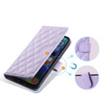 θήκη πτερύγιο για iPhone 16 Plus, Rhombus Crossbody Leather, μωβ