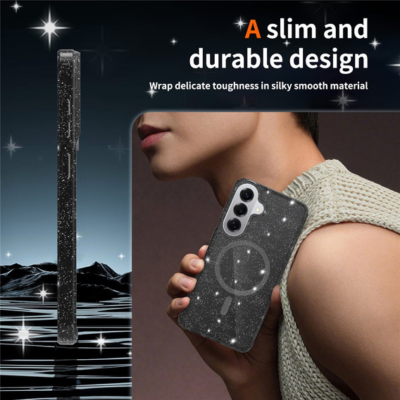 Θήκη Brokat, για MagSafe για Samsung Galaxy S26 Plus, διαφανής / μαύρη