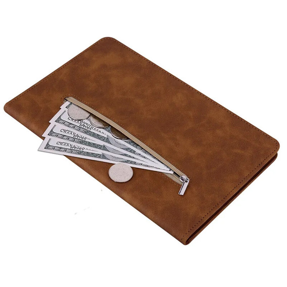 θήκη για το Samsung Galaxy Tab S10 Lite / S10 FE / S9 FE, Wallet Pen Slot, καφέ
