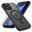 Θήκη για iPhone 16 Pro Max, για MagSafe, ERBORD Μatt Case, μαύρη + Γυαλί οθόνης