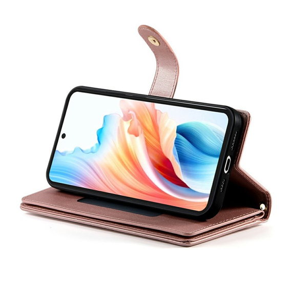 Θήκη με πτυσσόμενο καπάκι και τσέπη με φερμουάρ για Samsung Galaxy A57 5G, ροζ