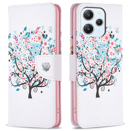 Θήκη με πτερύγιο για Xiaomi Redmi 12 4G, Wallet, colorful tree, λευκή