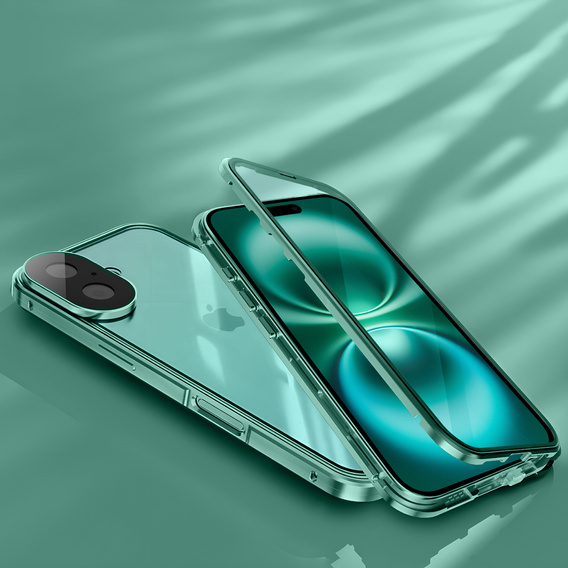 θήκη για το iPhone 16, Magnetic Dual Glass, πράσινη
