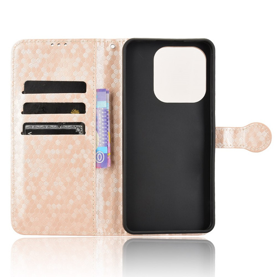 θήκη πτερύγιο για Xiaomi Redmi Note 14 4G, Wallet Rhombus, ροζ