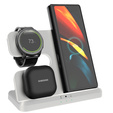 Ασύρματο φορτιστή 3 σε 1 QI γρήγορο για Samsung S25 S24 S23 Galaxy Watch Buds Σταθμός λευκό