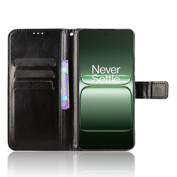 Θήκη με πτερύγιο για OnePlus Nord CE5, Crazy Horse Wallet, μαύρη