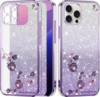 Θήκη για iPhone 16 Pro Max, Glitter Flower, μωβ