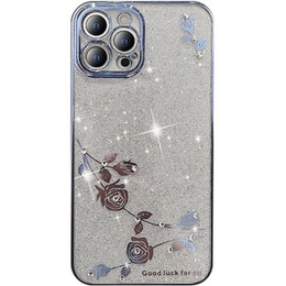 Θήκη για iPhone 14 Pro Max, Glitter Flower, μπλε