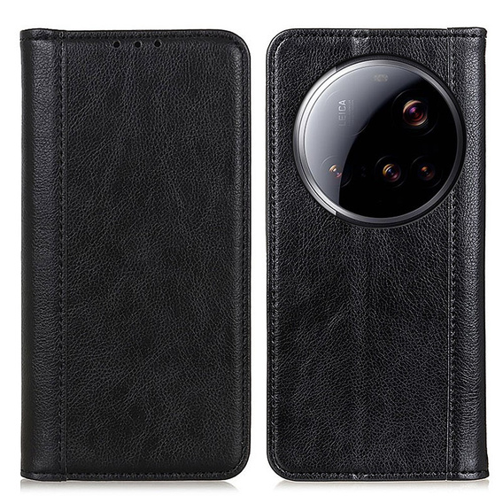 θήκη με πτερύγιο για Xiaomi 15 Ultra, Split Leather, μαύρη