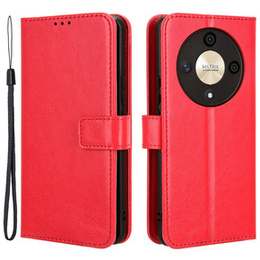 Θήκη με πτερύγιο για Honor Magic 6 Lite 5G, Crazy Horse Wallet, κόκκινη