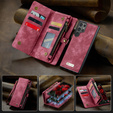 CASEME θήκη για Samsung Galaxy S25 Ultra, Retro Leather Wallet, με λουράκι, κόκκινη