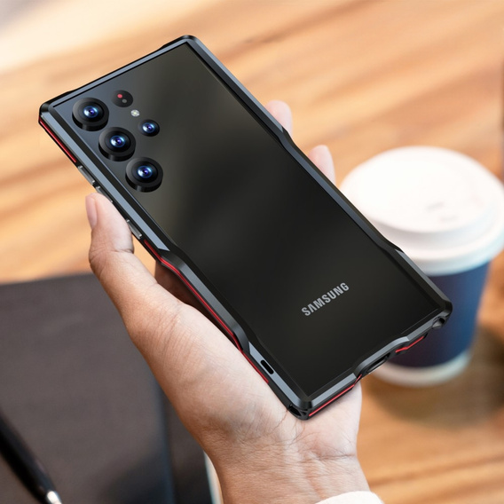 Θήκη LUPHIE για Samsung Galaxy S23 Ultra, Armor Bumper, μαύρο / κόκκινο