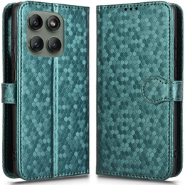 θήκη πτερύγιο για Motorola Edge 60 Pro, Wallet Rhombus, πράσινη