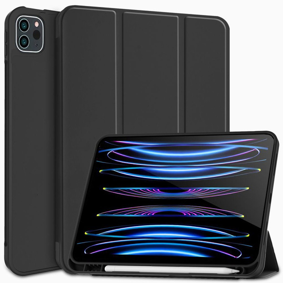 Θήκη για iPad Pro 12.9" 2022/2021/2020 (6/5/4 gen.), Smart Pencil, με υποδοχή γραφίδας, μαύρη