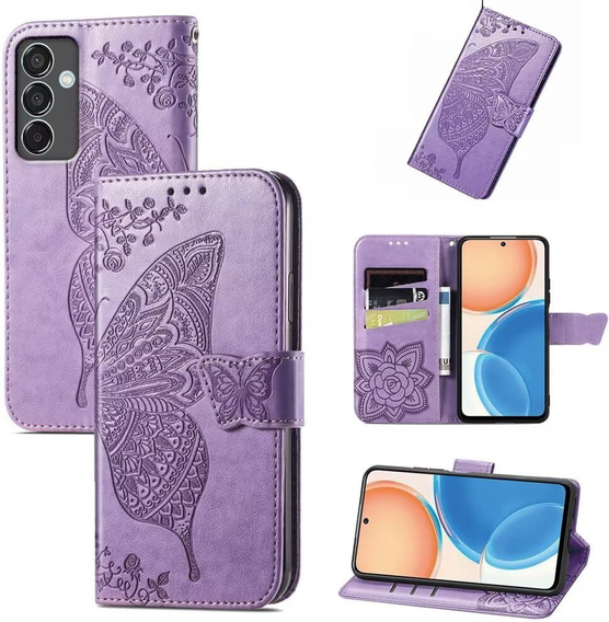 Θήκη με πτερύγιο για Samsung Galaxy S24 FE, Butterfly, μωβ