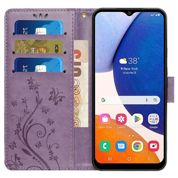 Θήκη με πτερύγιο για Samsung Galaxy A55 5G, Wallet, Butterfly, μωβ
