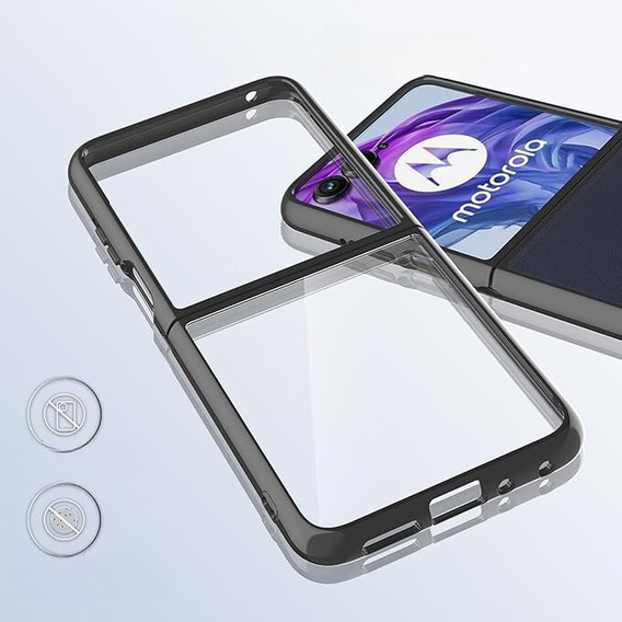 Θήκη για Motorola Razr 50 Ultra, Fusion Hybrid, διαφανής / μαύρη