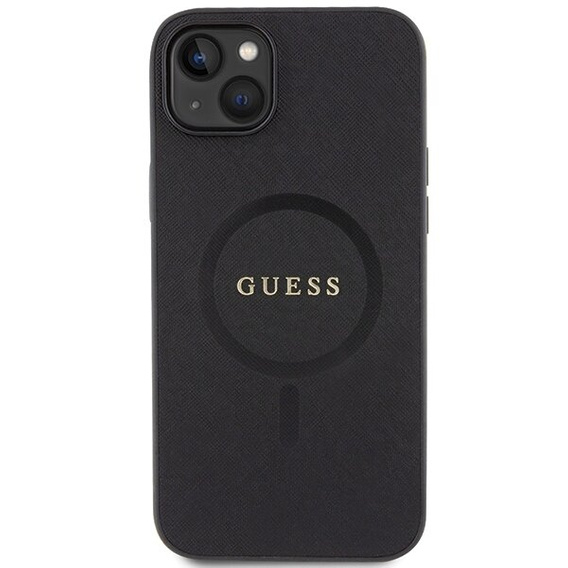 GUESS Θήκη για iPhone 15, Saffiano MagSafe, μαύρη