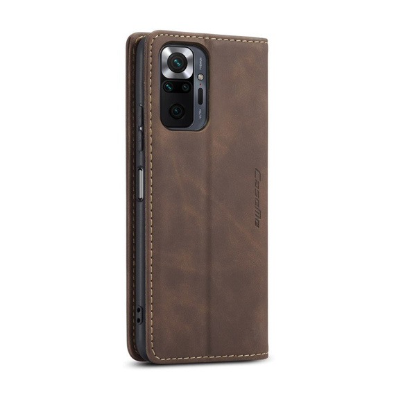 θήκη CASEME για Xiaomi Redmi Note 10 Pro, Leather Wallet Case, καφές