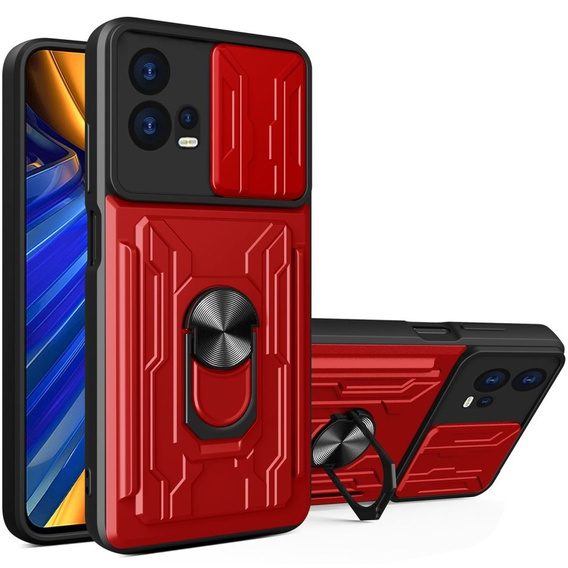Θωρακισμένη θήκη για Motorola Edge 30 Fusion 5G, Camera Slide Card Slot, κόκκινη