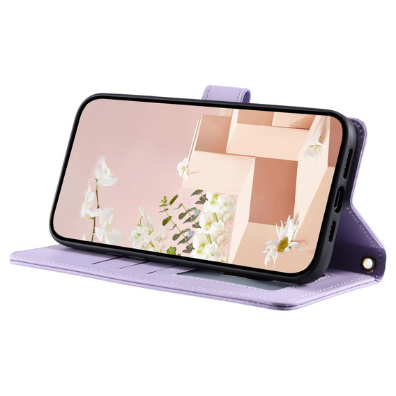 θήκη πτερύγιο για Samsung Galaxy S25, Rhombus Crossbody Leather, μωβ