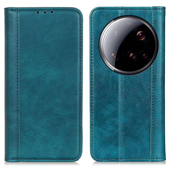 θήκη με πτερύγιο για Xiaomi 15 Ultra, Split Leather, πράσινη