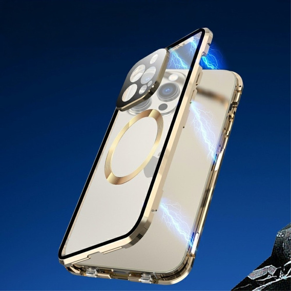 Μαγνητική θήκη MagSafe Dual Glass για iPhone 15 Plus, χρυσή