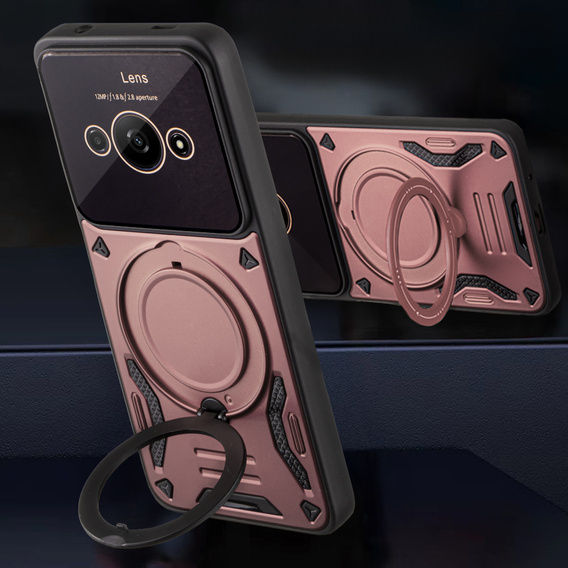 Θωρακισμένη θήκη για Xiaomi Redmi A3, Magnetic Ring, ροζ