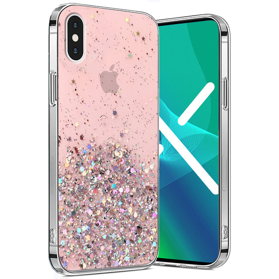 Θήκη για iPhone X/XS, Glittery, ροζ