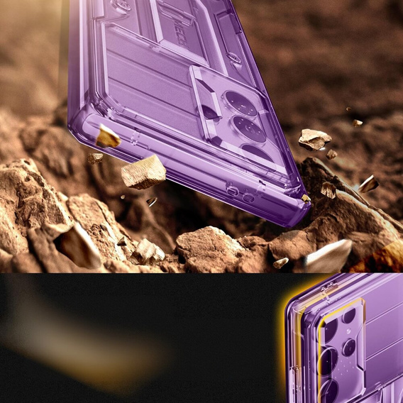 Θήκη για Samsung Galaxy S24 Ultra, Tongate MECH Series Clip, διαφανής / βιολετί