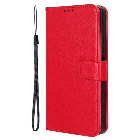 Θήκη με πτερύγιο για Xiaomi Redmi 14C, Crazy Horse Wallet, κόκκινη