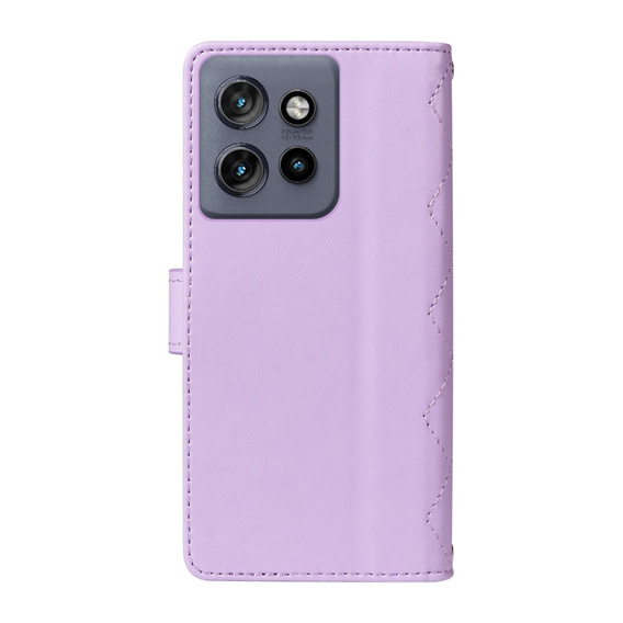 θήκη πτερύγιο για Motorola Edge 50 Neo / Motorola ThinkPhone 25, Rhombus Crossbody Leather, μωβ