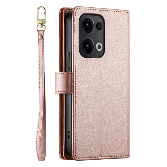 Θήκη με πτερύγιο για Oppo Reno 13 5G, Wallet Zipper Pocket, ροζ